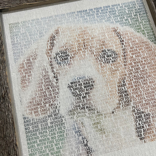 Pet Portrait Memorial Favorite Song Lyrics