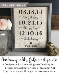 2 Year Anniversary Gift Cotton Print, 2nd Wedding Anniversary Gift for Wife, Personalized Couple Gift, Wedding Gift for Her Bridal Shower - Bella Grey Vintage